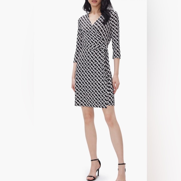 DVF Diane von Furstenberg Julian Two Chain Link Silk Wrap Dress Size 12 - Picture 3 of 8